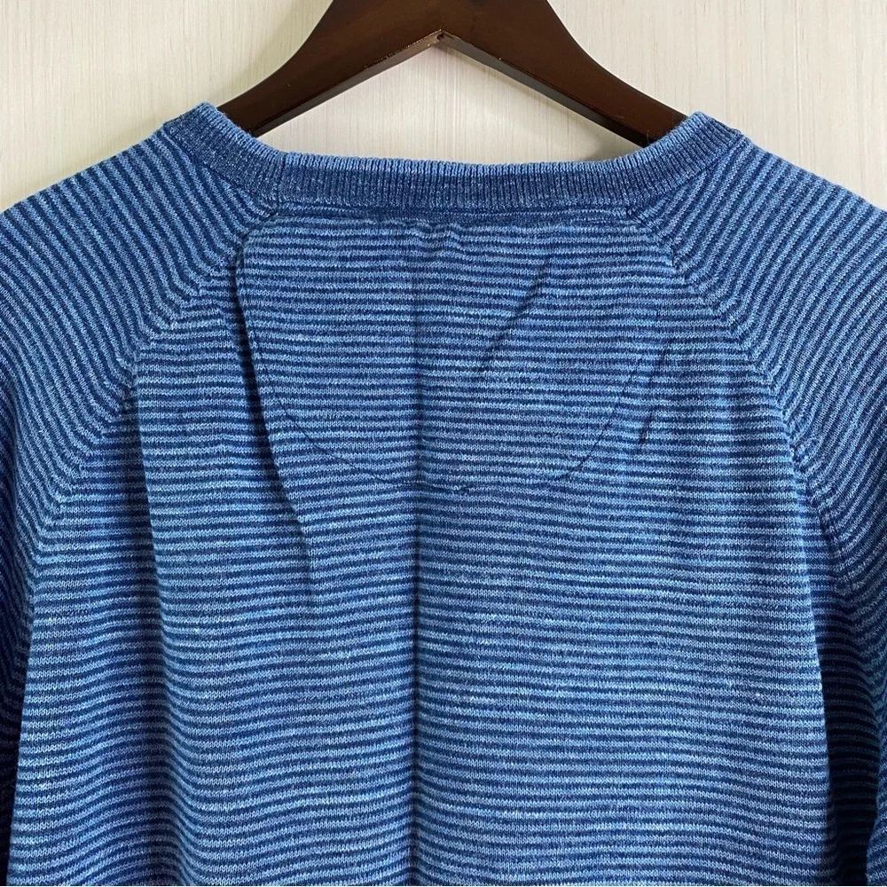 Jos. A. Bank Men’s 1905 Crewneck Raglan Sleeve Sweater Blue Stripe Size XXL